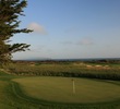 The par-3 17th hole has a small, well-guarded green at The New Links at Bodega Harbour in Sonoma County, California. 