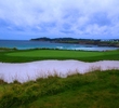 The 495-yard 10th hole at Pebble Beach Golf Links runs along the coastline.
